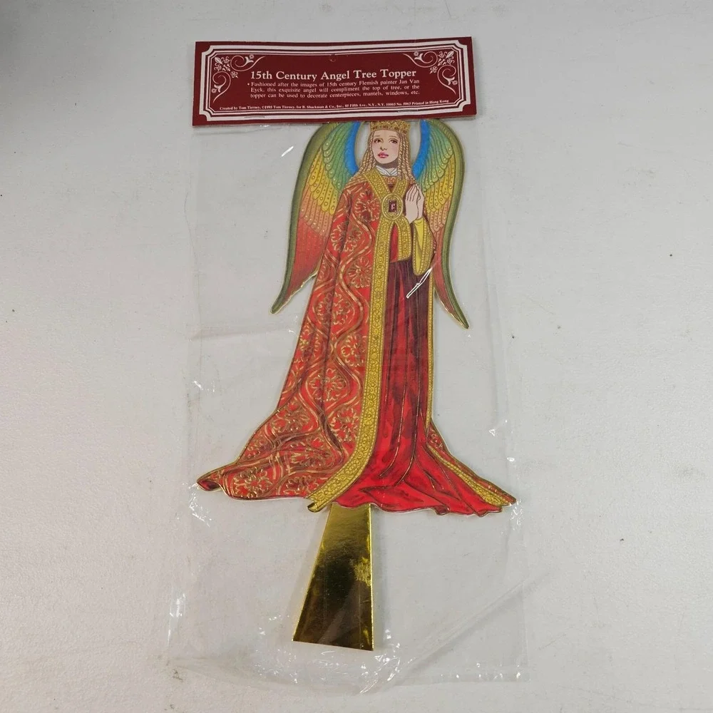 VTG Christmas Paper Angel Tree Topper 1995 Shackman‎ Diecut 11 Inch Tall